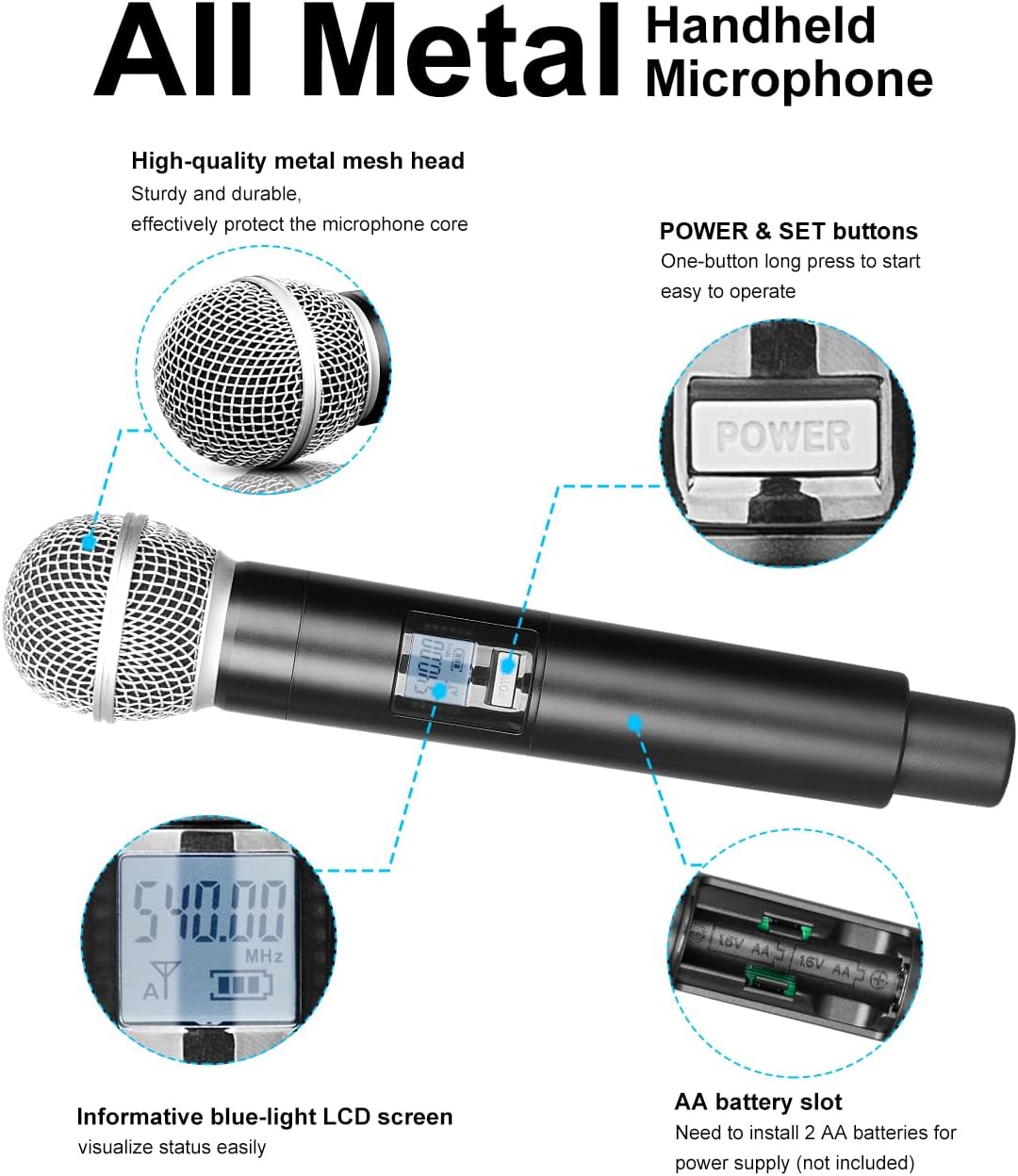 T2 Dual Wireless Microphone System – Ideal for Karaoke, Parties, Meetings, Weddings, and Church Events