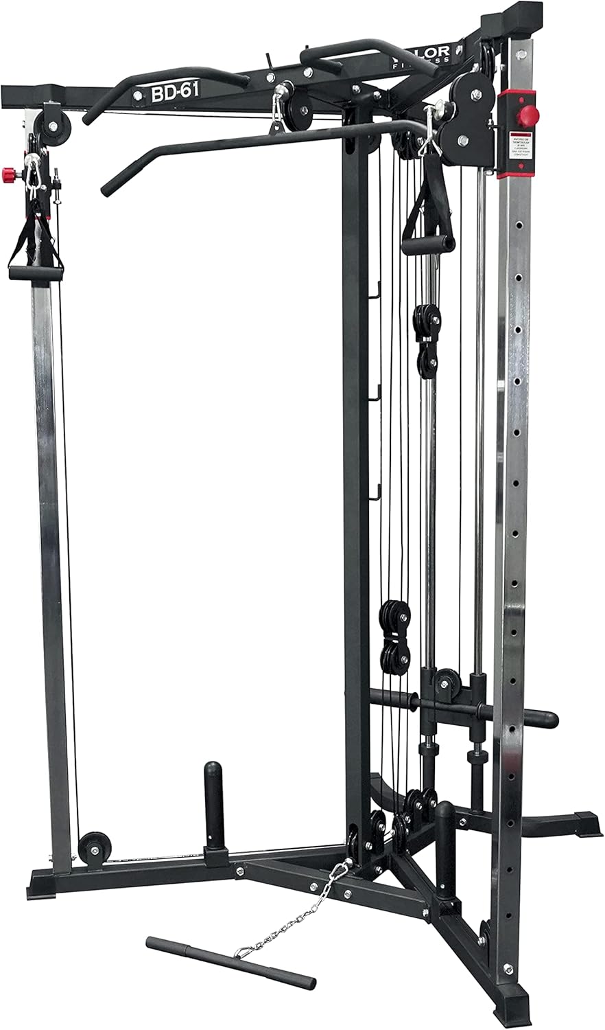 Valor Fitness Cable Crossover Machine - 17 Adjustable Positions with Pull Up Bars and Optional Bundle Attachments Max Weight 200 lb. Plate Loaded Pulley System for Home Gym Power Workout