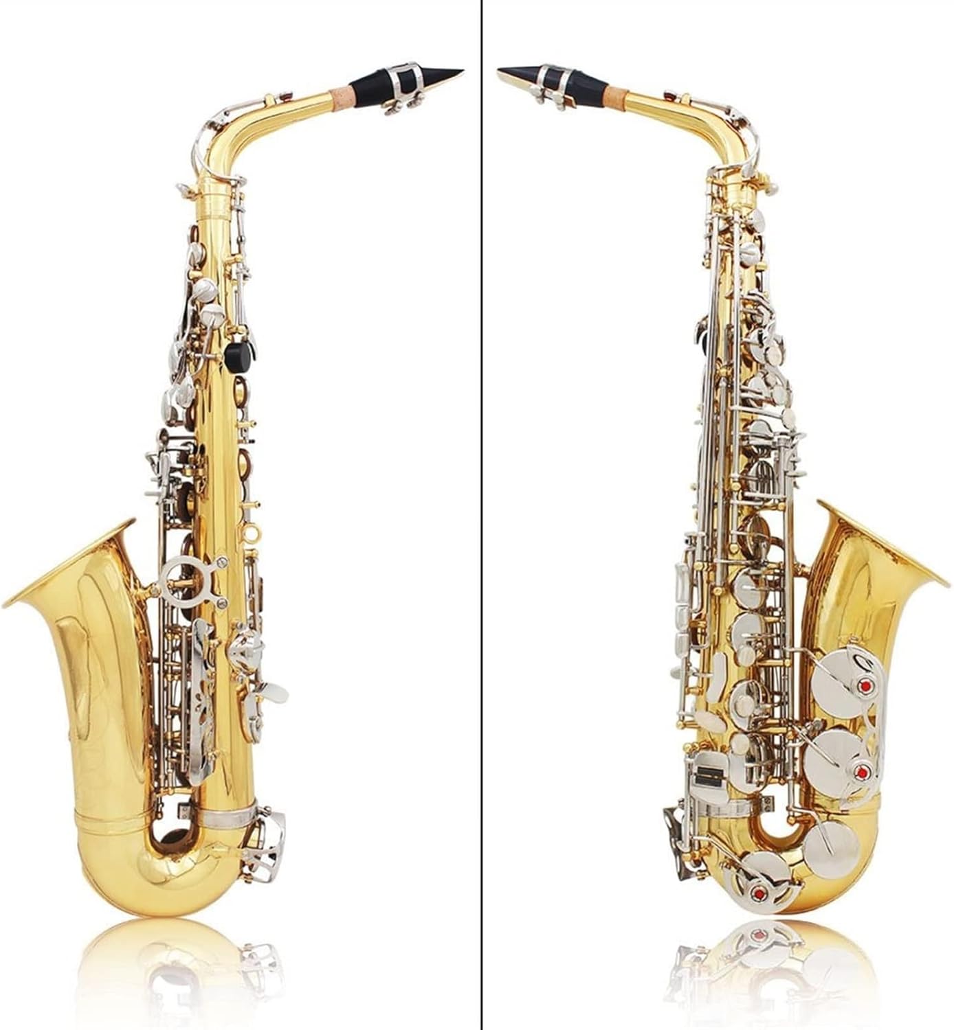 Saxophones Alto Saxophone Sax Glossy Brass Engraved EB E- Flat Natural White Shell Button Wind Instrument with Case Mute Gloves Beginner Sax