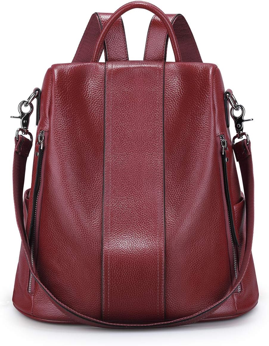 S-ZONE Leather Backpack Purses for Women Antitheft Rucksack Shoulder Bag Medium