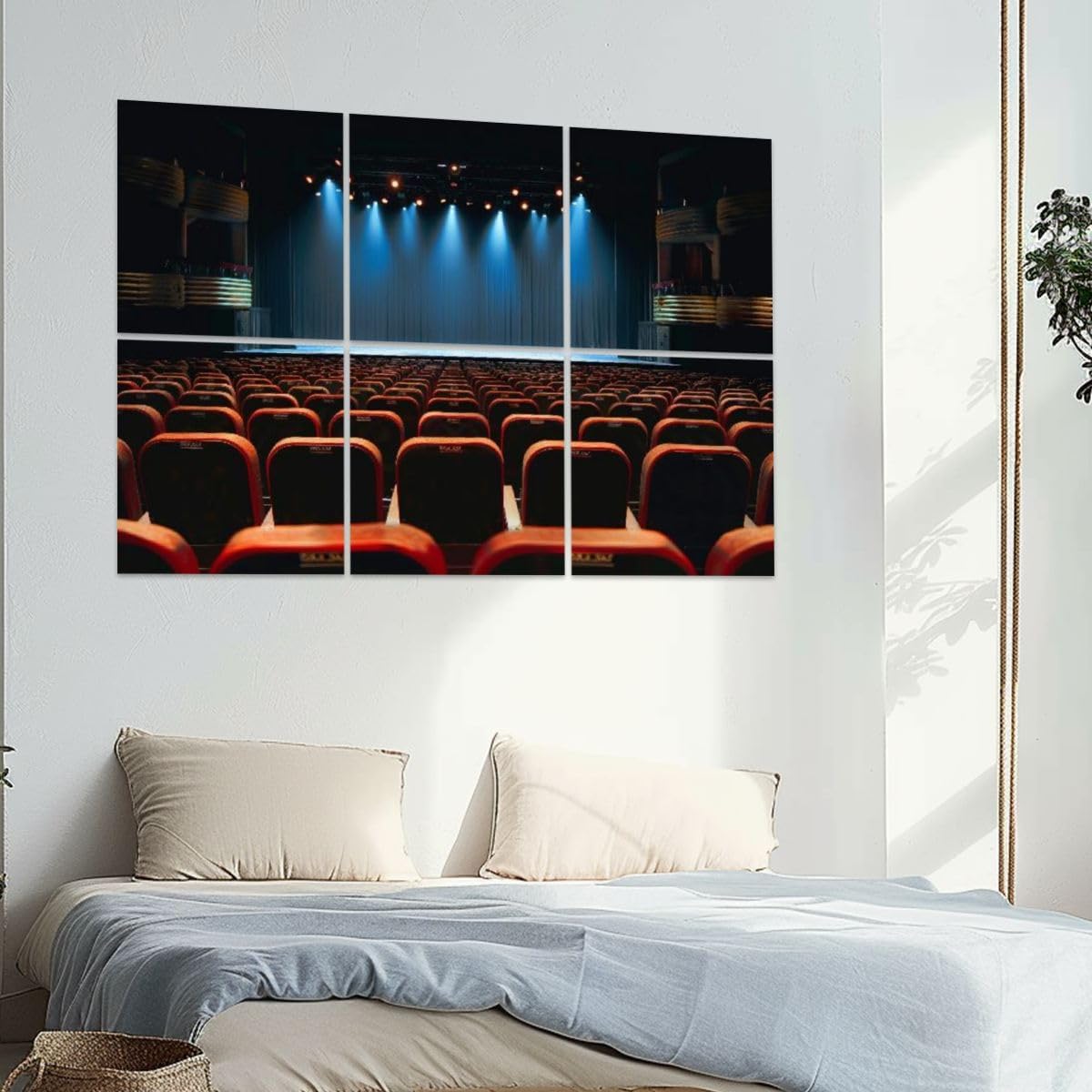6 Pack Art Acoustic Panels empty vintage seat auditorium theater stage Soundproof Wall Panels, 48