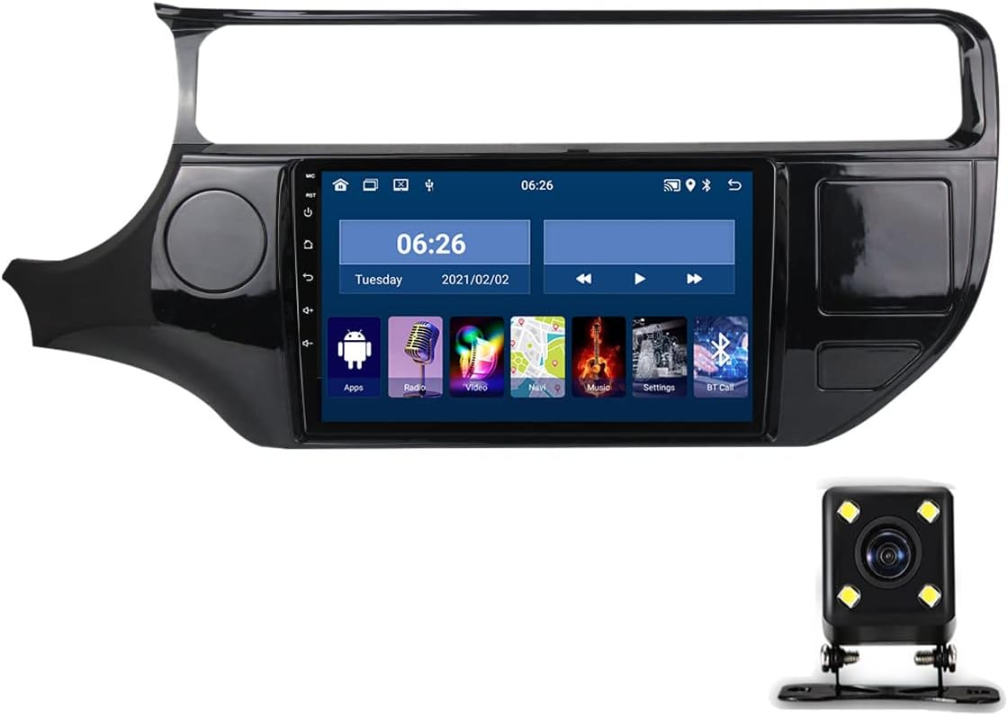 Double Din Car Stereo with Bluetooth 9 Inch Car Audio Receiver Touch Screen Multimedia MP5 Player for Kia Rio 2011-2017 with Backup Camera/SWC/USB/Carplay/FM Car Radio