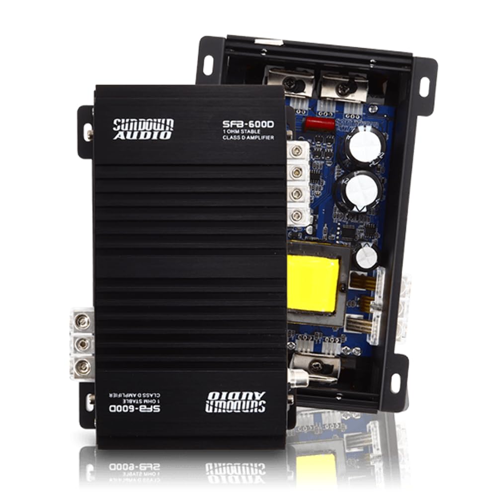Sundown Audio Full Range Class D Monoblock Amplifier - 1000W/600W RMS 1-Ohm Stable Digital Car Audio Amp with Variable Filters, Bass Boost, Clipping Remote, 4-Way Protection (SFB-600D)