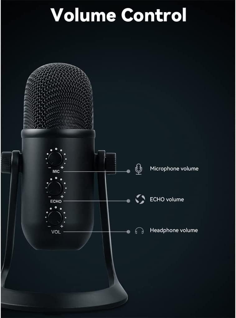 Professional Condenser Microphone Studio USB Microphone Suitable for PC/Phone Video Singing Recording Microphone Stand