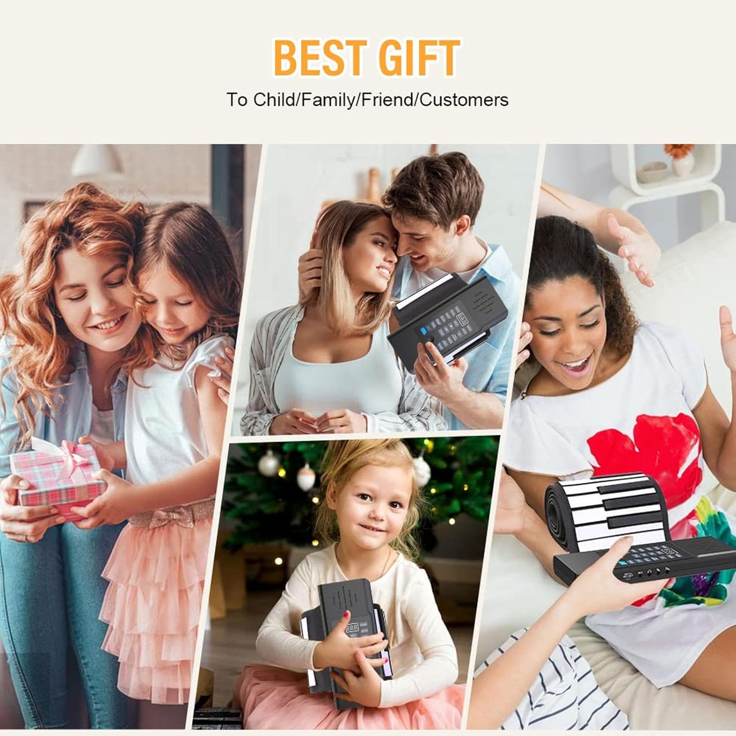 88 Keys Portable Piano, Hand Roll Keyboard Silicone Portable Roll Up Keyboard Piano with LED Display, Speakers, 128 Tones, USB MIDI Output, Foldable Design (US Plug)