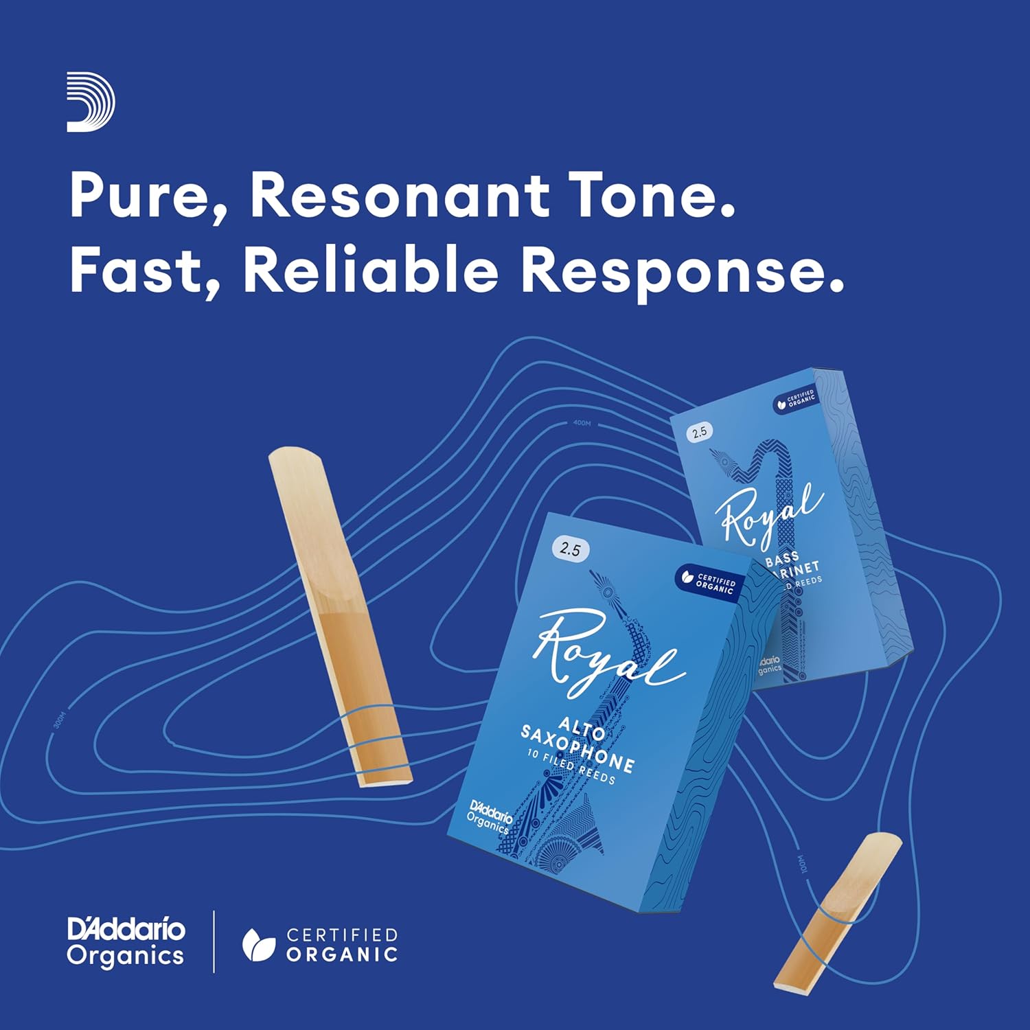 D'Addario Woodwinds Royal Saxophone Reeds - Alto Sax Reeds with Strong Spine - Alto Saxophone Reeds Great for Classical or Jazz - Strength 3.0, 25-pack