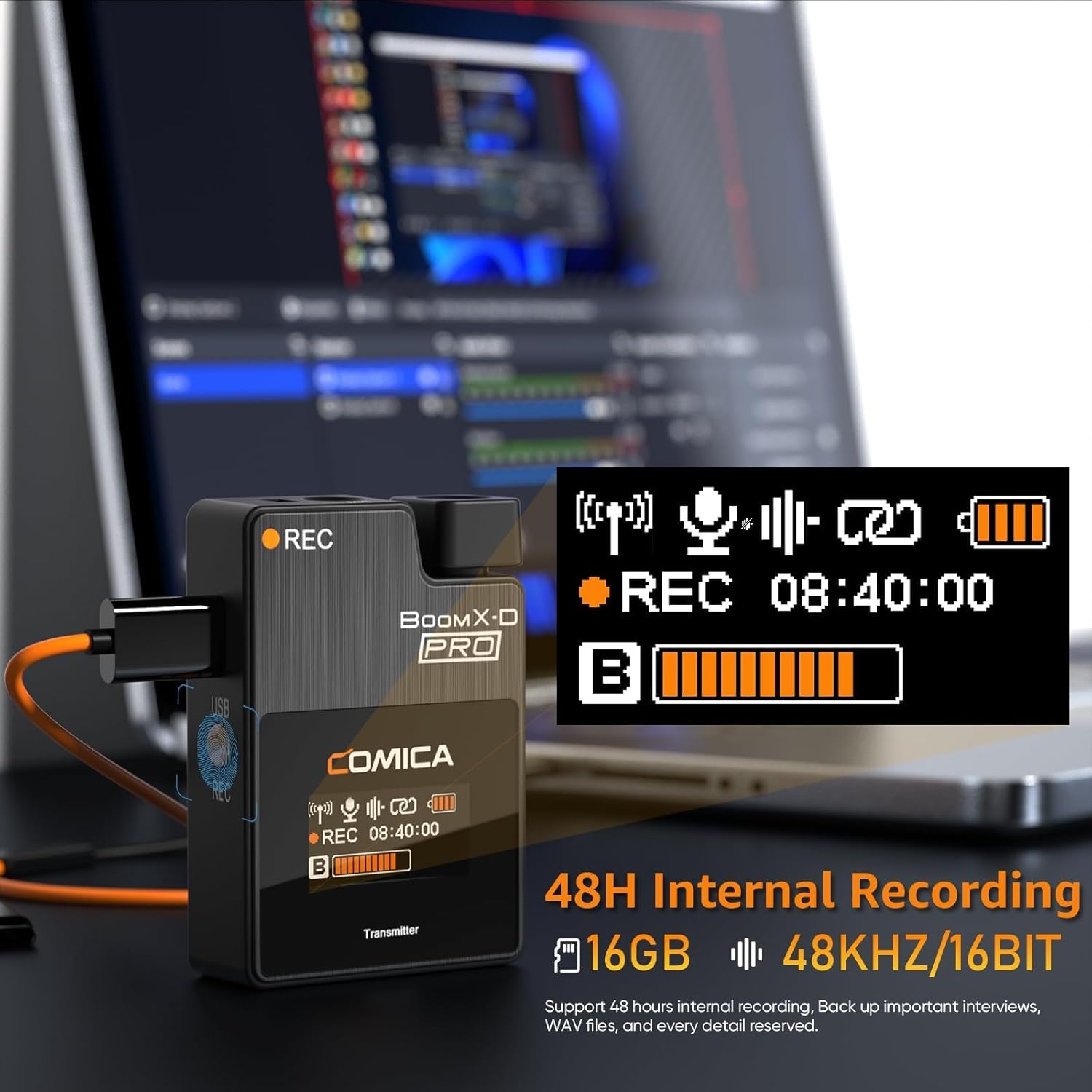 COMICA BoomX-D PRO Wireless Lavalier Microphone, Dual Lapel Mic with Built-in 16GB Recorder, Noise Cancelling & Safety Track, for DSLR Camera, iPhone, Android, PC, Ideal for Vlog, YouTube Recording