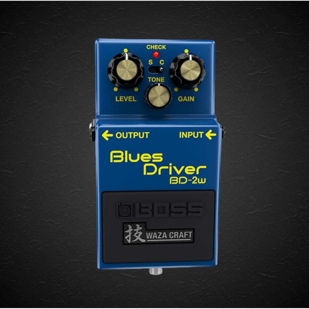 Boss BD-2W Blues Driver Pedal Bundle w/ 2-Pack Strukture S6P48 Woven Right Angle Patch Cable, Pig Hog PCH10BK 