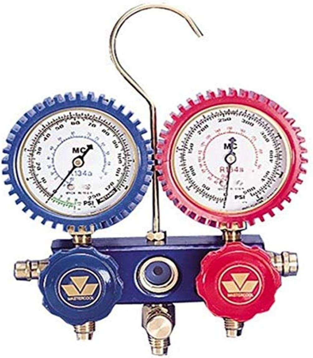 Mastercool 87772G 2-Way Manifold Gauge Set with 90 Degree Snap and Seal Coupler