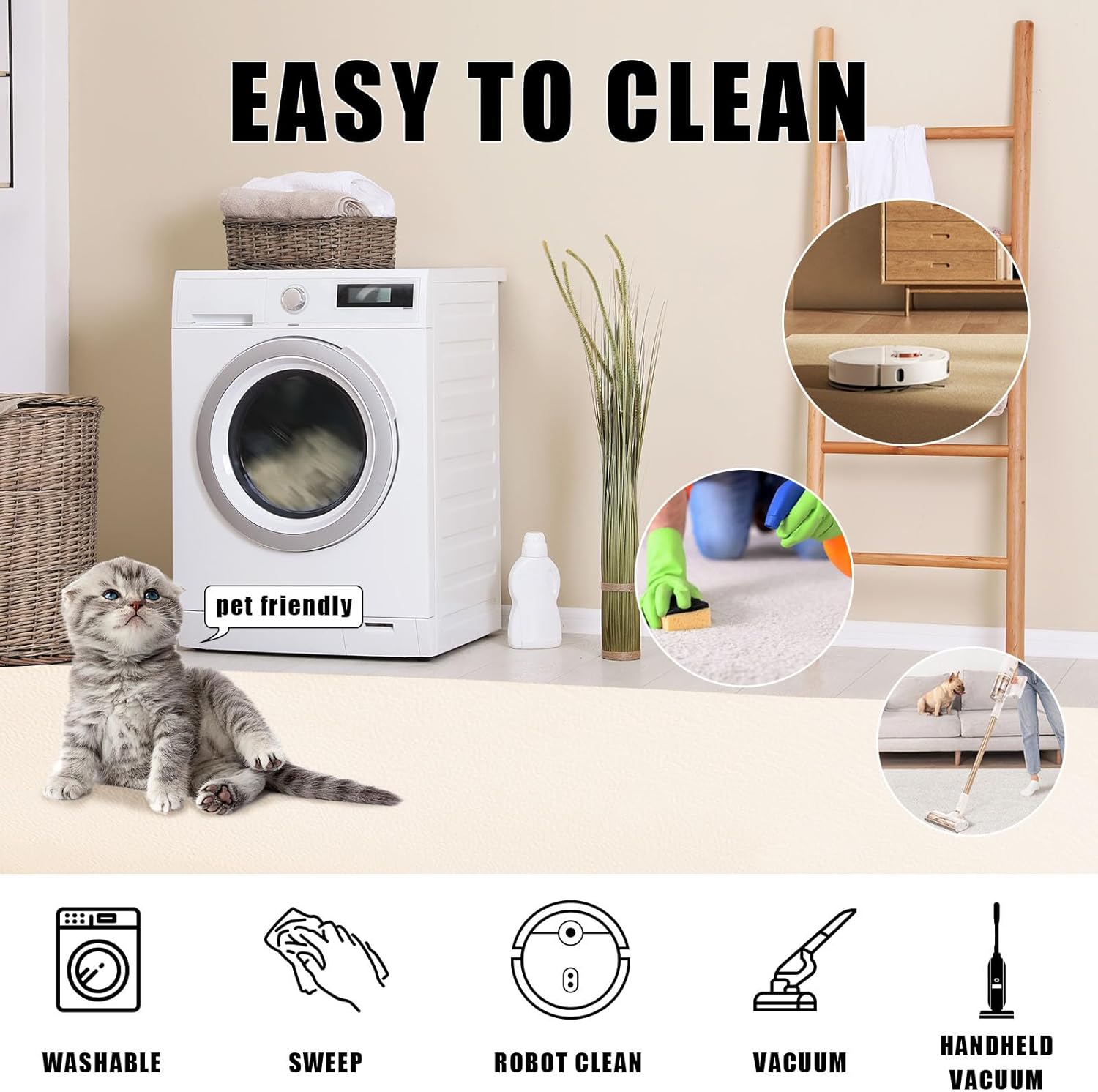 Piano Guitar Drum Set Rug 8x10 for Living Room, Musical Instrument Area Rugs for Bedroom, Black White Music Theme Carpet Low Pile, Room Decor Large Rugs, Soft Non Slip, Machine Washable Rug