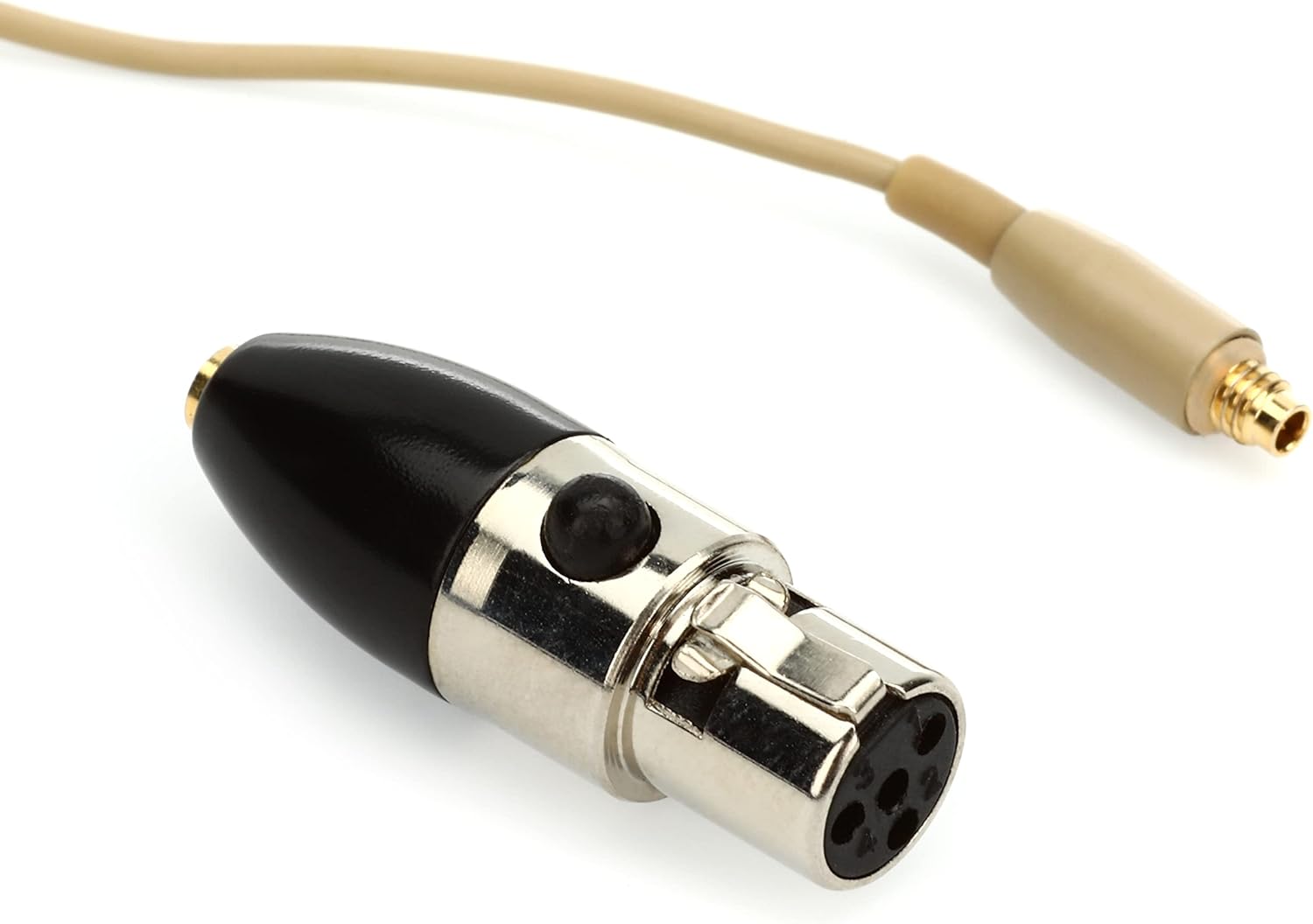 QA22 BE Dual-Ear Omnidirectional Headworn Headset Microphone for Speaking or Singing - SHL Adapter for Shure Wireless Included + Windscreens, Clip and Case - Beige