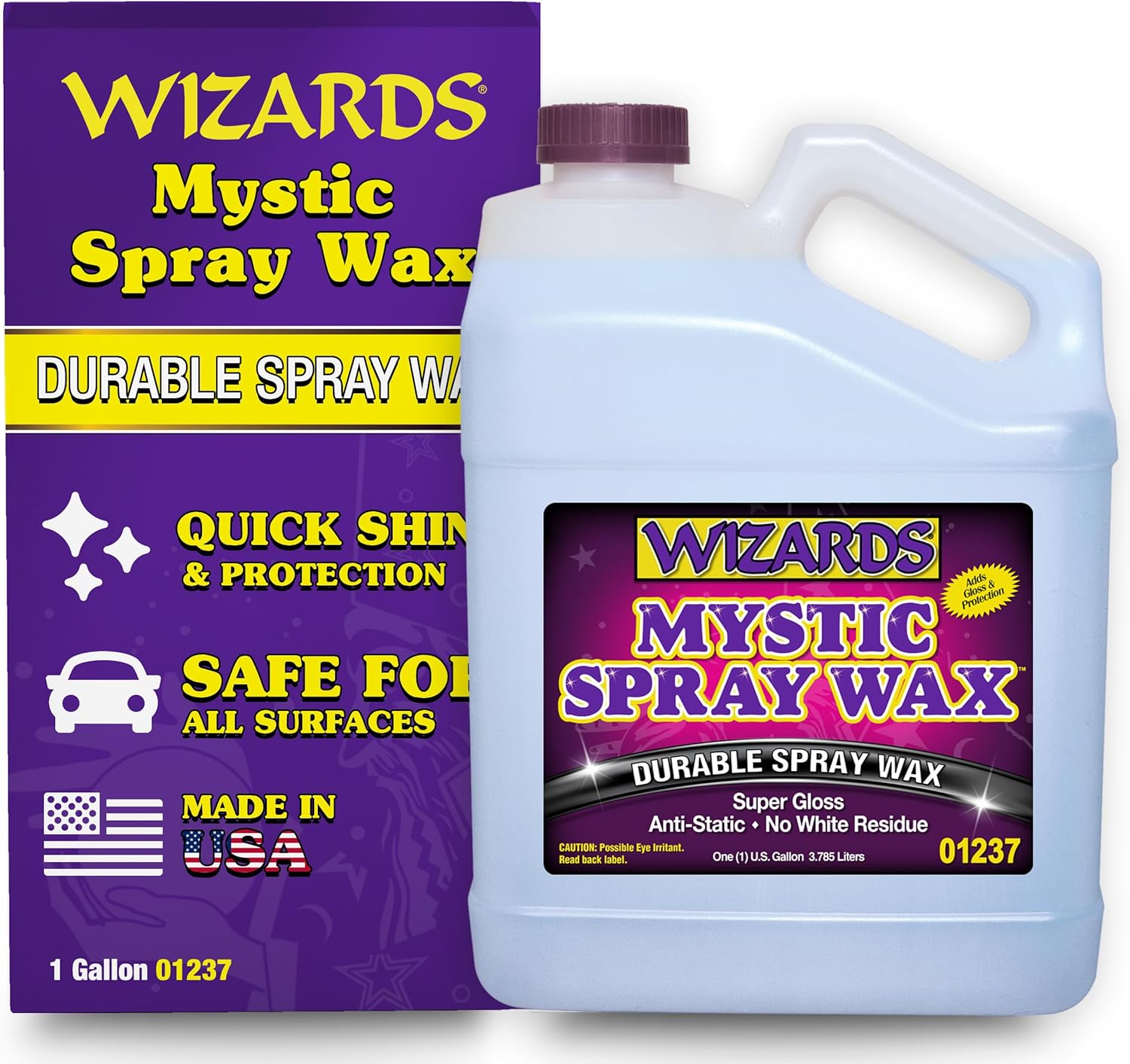 Wizards Mystic Spray Wax - Quick Car Detailer - Nano Polymer Hydrophobic Coating - Non-Traditional Shine Formula - Pleasant Fragrance - 128 fl oz
