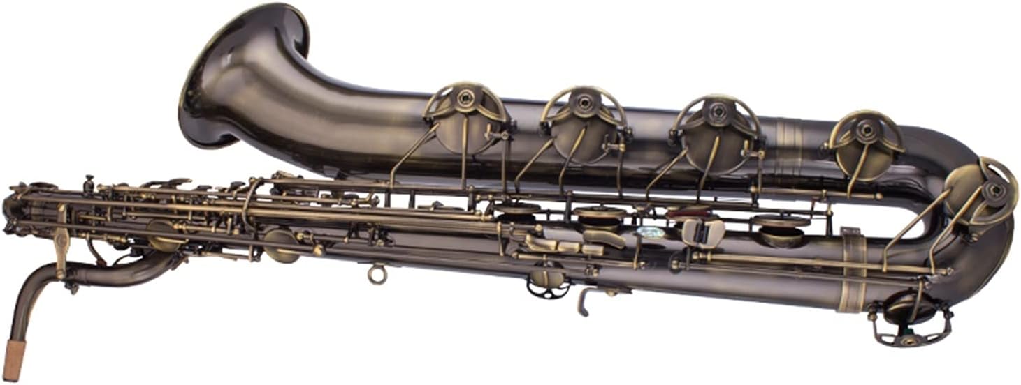 Sax Beginners Kit Baritone E Flat Saxophone Brass Black Nickel Plated Sax Musical Instruments with Mouthpiece Case Wind Instrument (Color : Black Nickel Gold)