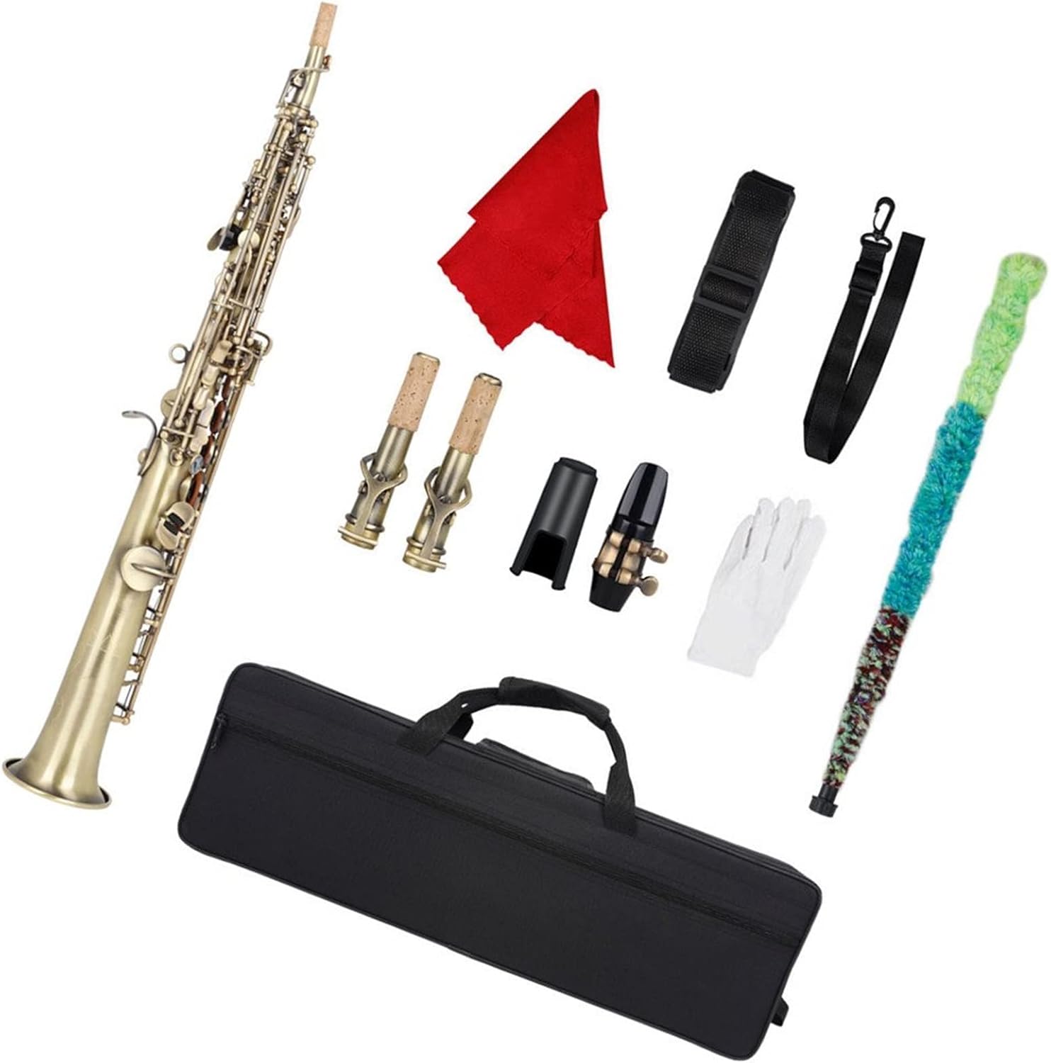 Saxophone Straight Saxophone Abalone Shell Key Woodwind Instrument with Box