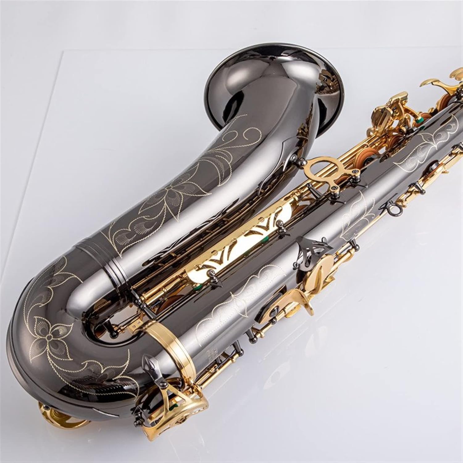 Bb Tenor Saxophone Brass Body Nickel Plated Golden Keys Woodwind Instrument