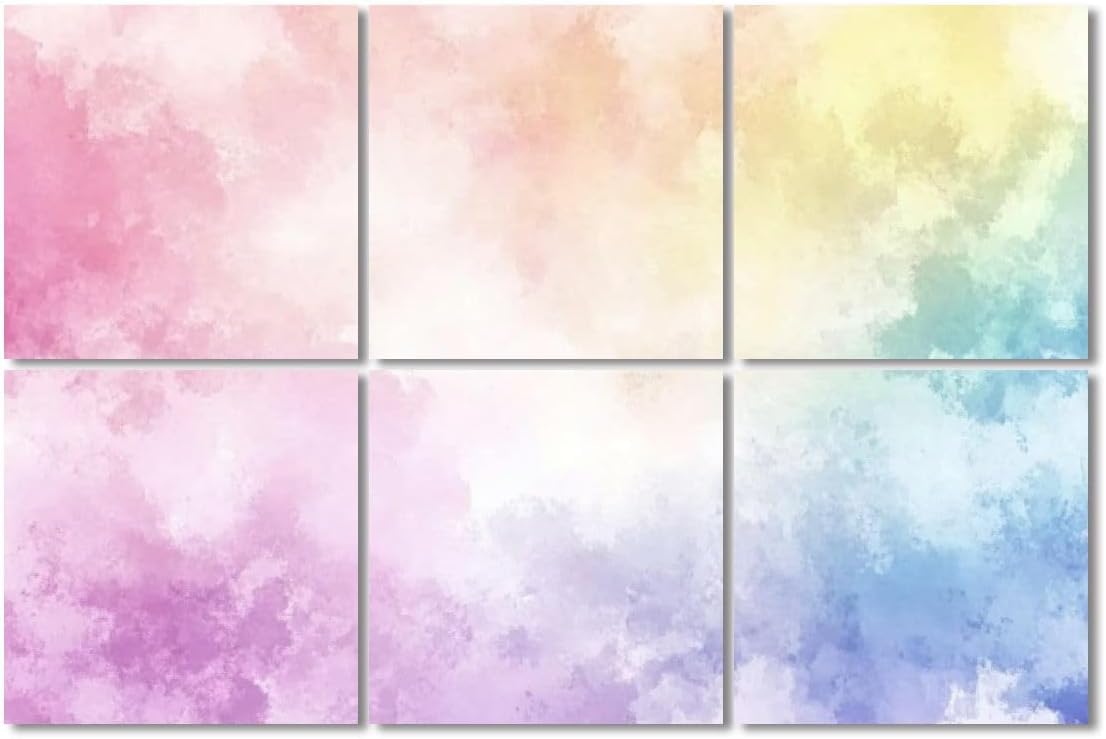 6 Pack Art Acoustic Panels Sound Absorbing Bright Pastel Rainbow Gradations Yellow Gold Pink Cyan Purple Colors Decorative Soundproof Wall Panels Self Adhesive for Recording Studios Office 72