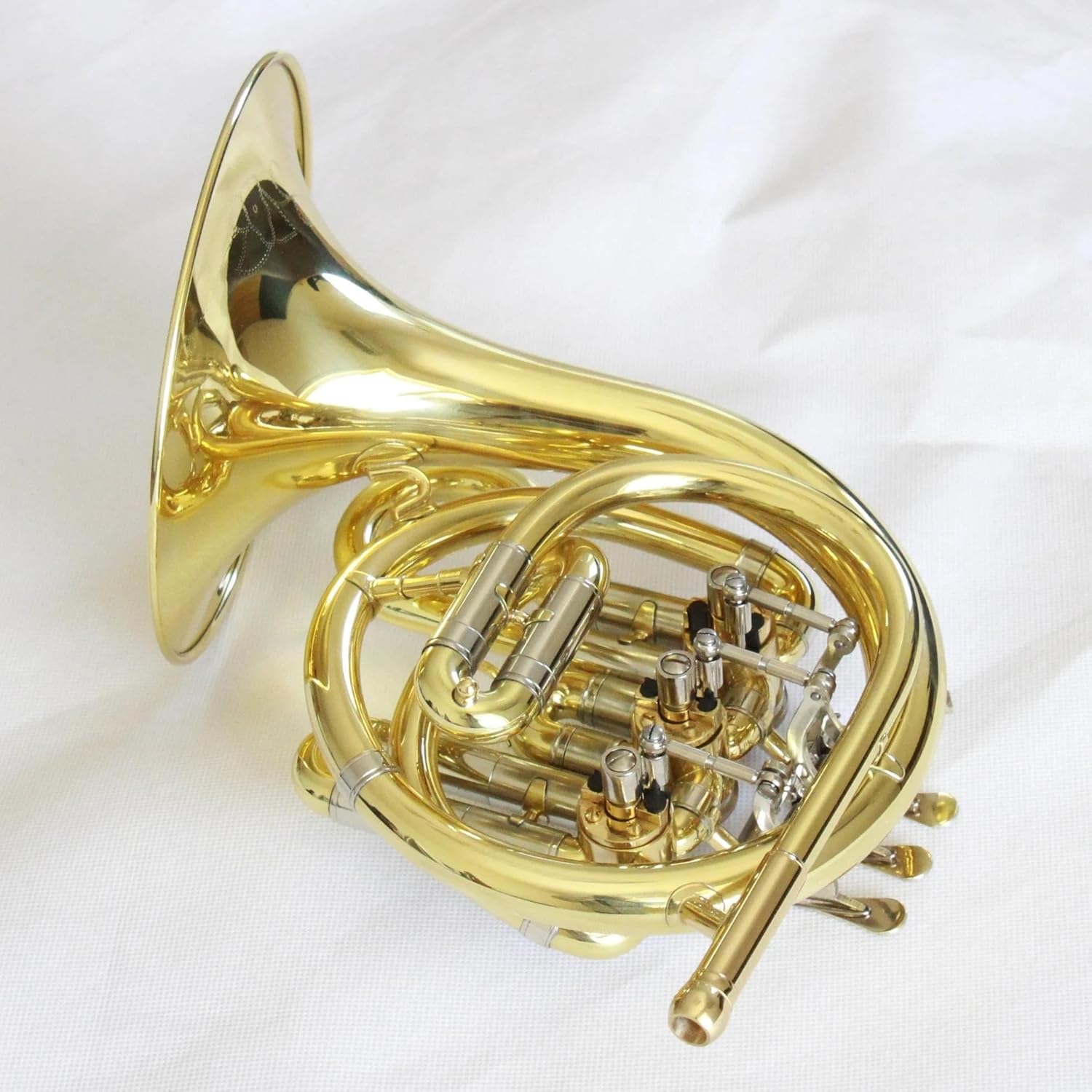Brass French Horn Mini French Horn Instrument Gold Lacquered French Horn Cloth Cover Foam Box