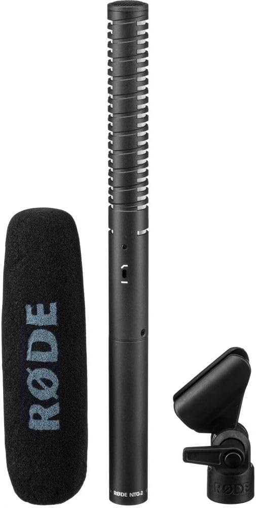 Rode NTG2 Condenser Shotgun Microphone Bundled with Universal Shockmount + XLR Microphone Cable + Cleaning Cloth (4 Items)