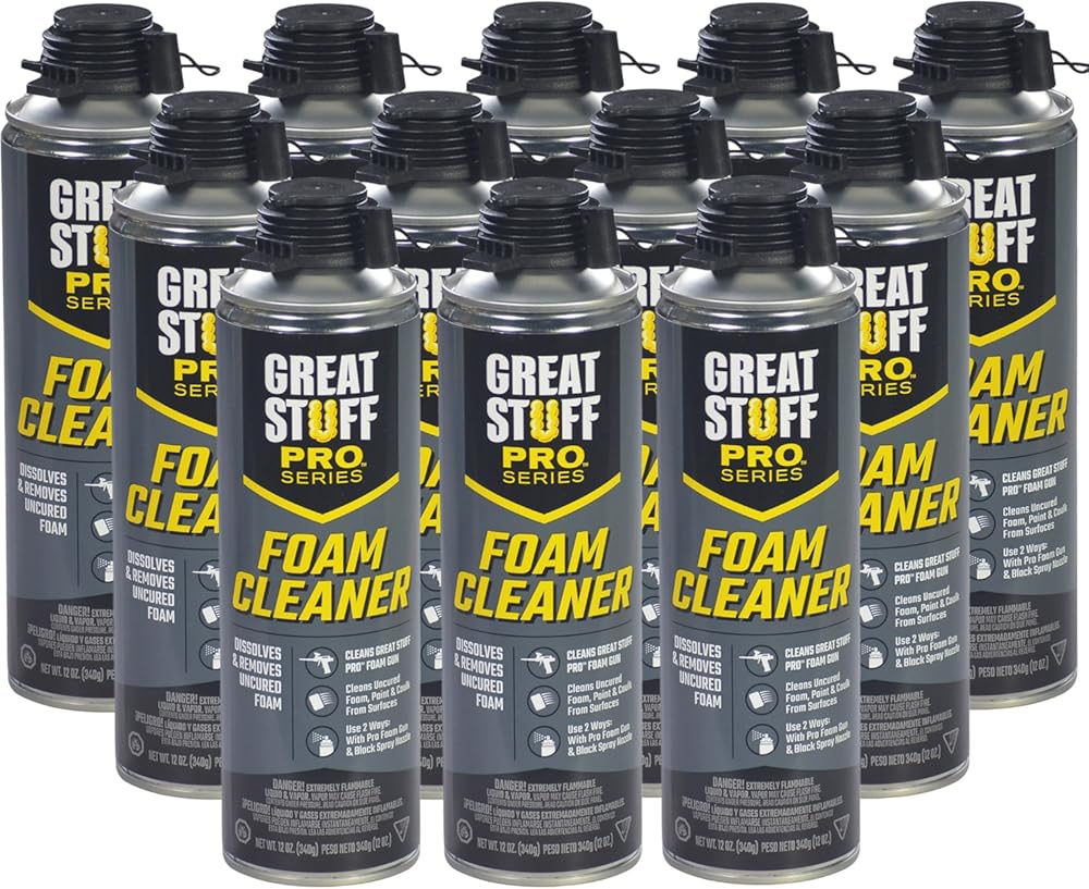 Great Stuff PRO Foam Cleaner 12oz - For Use With PRO Series Spray Foam Applicators - Pack of 12