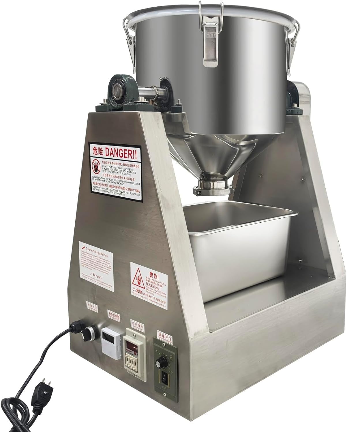 Industrial Mixer Machine Particle Blender, Lab Dry Powder Mixer, Laboratory Mixing Equipment, Stainless Steel Material for Dry Grain Particle Granula Food Ch-emical(40L)