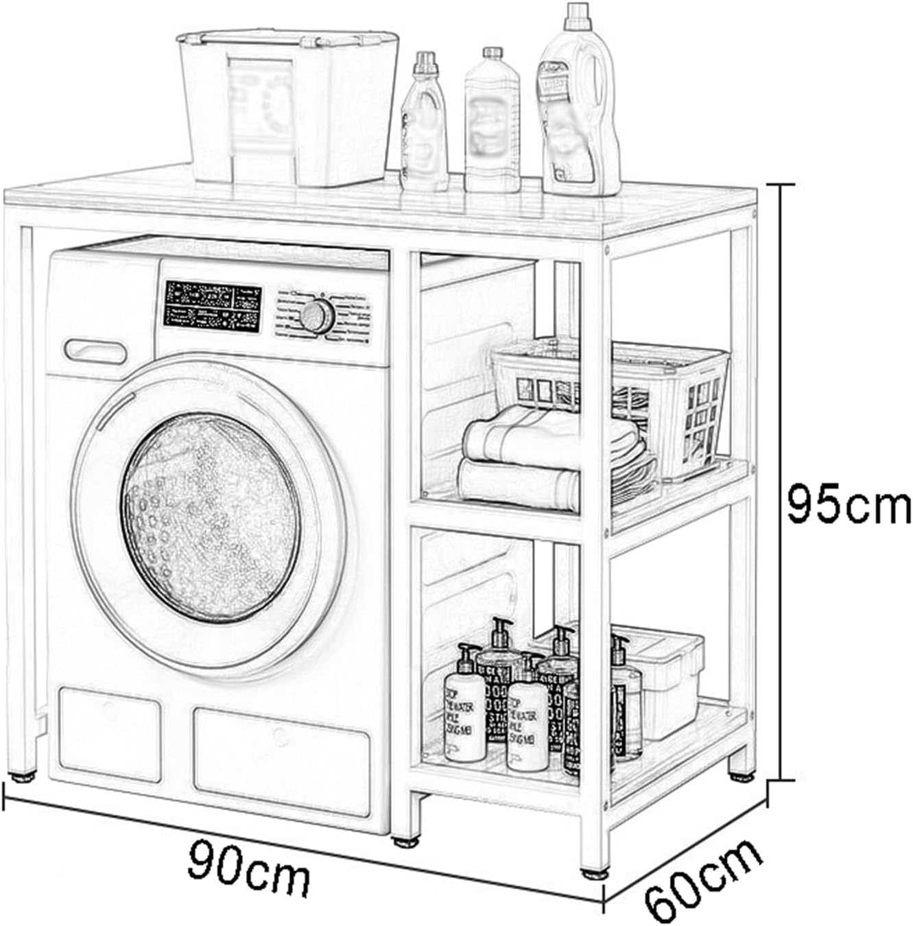 Drum Washing Machine Storage Rack, Storage Rack Above Washing Machine, Increases Storage Capacity (B)