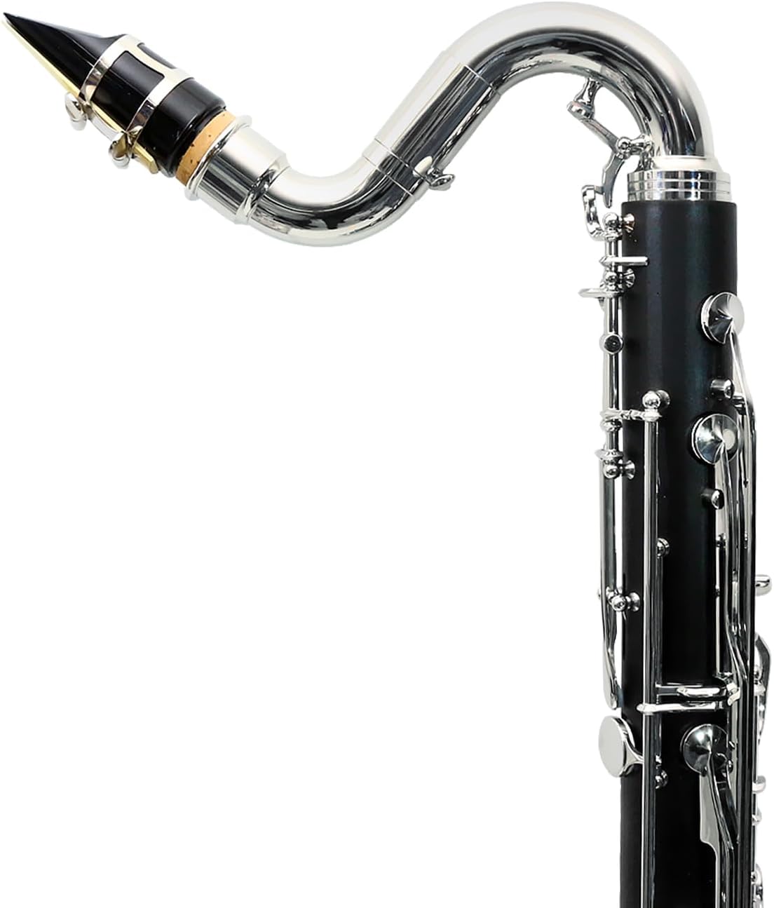 Professional Bass Clarinet Low C Bb Key Clarinet with Case Nickel Plated keys Advance Easy blowing (Low C)