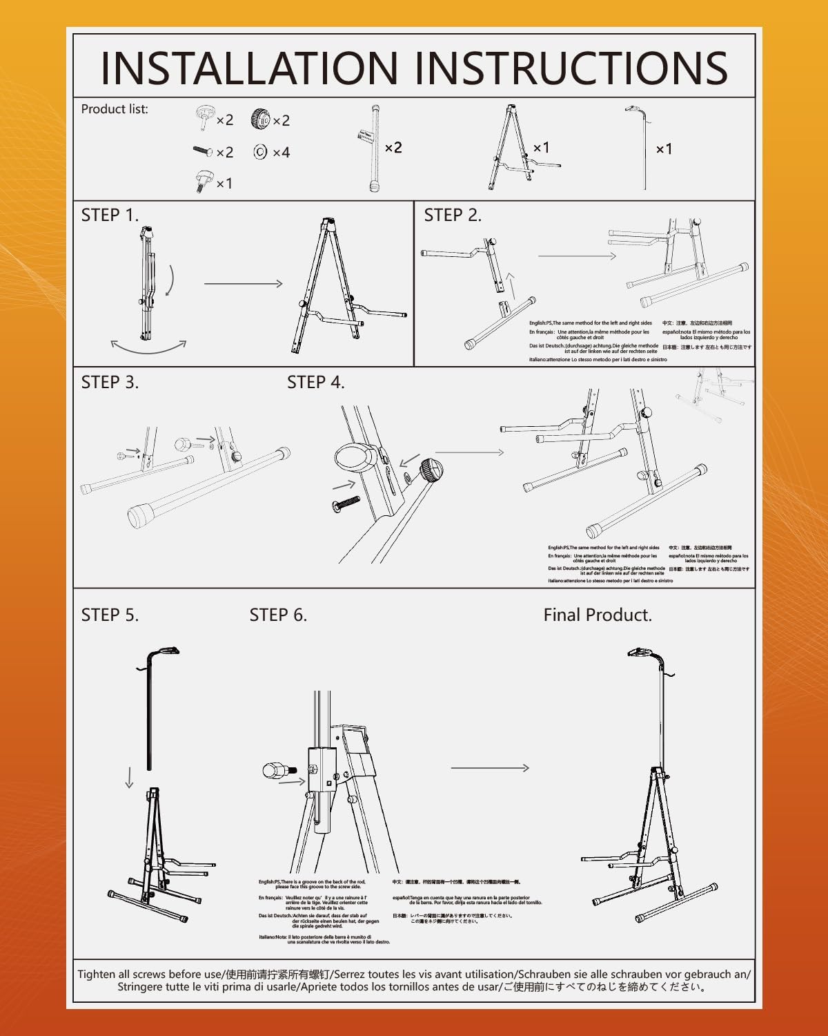 STRICH Adjustable Cello Stand with Bow Hook,Sturdy and 1/2 & 1/4 Double Bass,Contrabass,Bass,Fiddle,Floor Steel Holder for Home Studio Churches Display Travel Performance,SCS-10