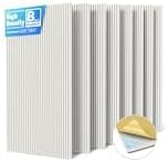 8 Pack Large Acoustic Panels Sound Absorbing with Self-Adhesive, 47.2”*23.6”*0.36” High Density Sound Proof Foam Panels for Walls, 3D Vertical Soundproof Wall Panels for Home Studio Office Decor-Ivory