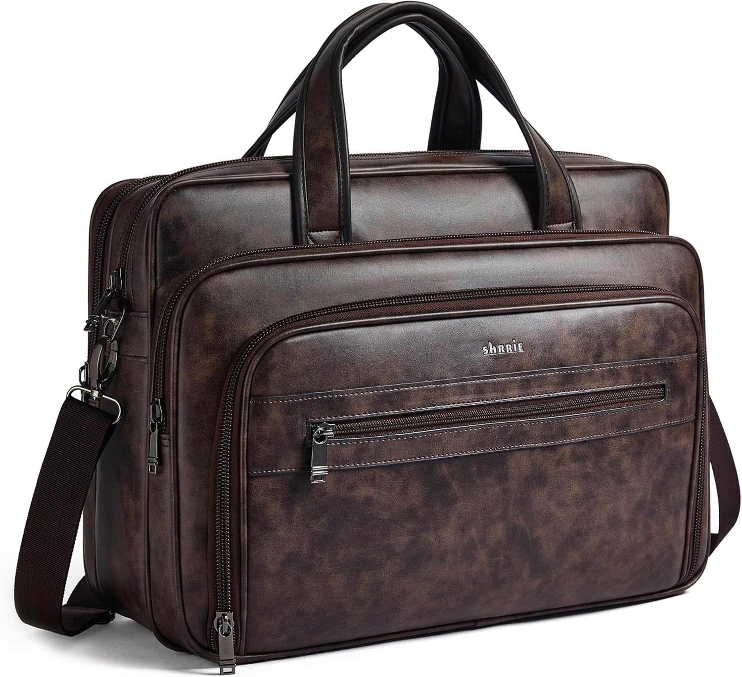 Shrrie Leather Messenger Bag for Men&Women 17 Inch Leather Laptop Bag,Water-Resistant Large Shoulder Satchel Office,Work