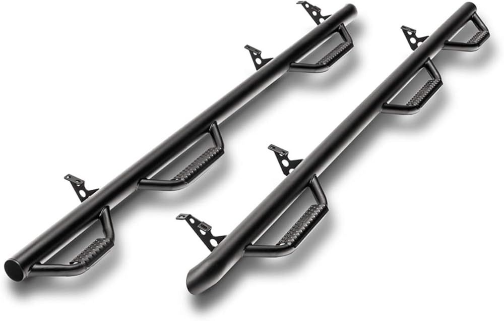 RealTruck Nerf Steps for Ford F-250/F-350 | Wheel-to-Wheel w/ Bed Access, Heavy Duty Steel, Textured Black | F17114CC-6-TX | Fits 2017 - 2025 Ford F250 / F350 / F450 Superduty Crew Cab