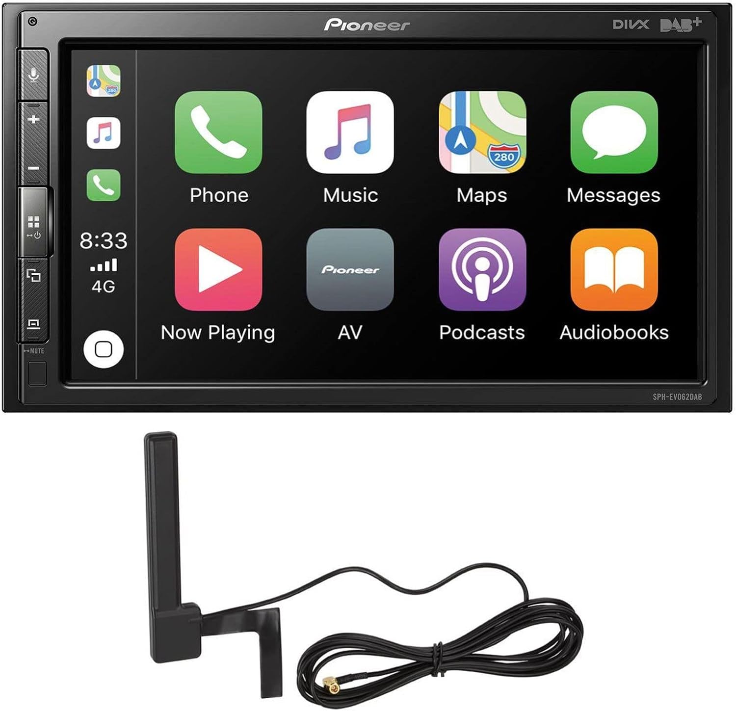 Pioneer SPH-EVO62DAB-AN Media Center - 6.8 Inch Touchscreen, 1.5 A Quick Charge USB, Apple CarPlay, Android Car, DAB/DAB+ Digital Radio, Bluetooth, 13 Band Equalizer, Includes DAB Antenna