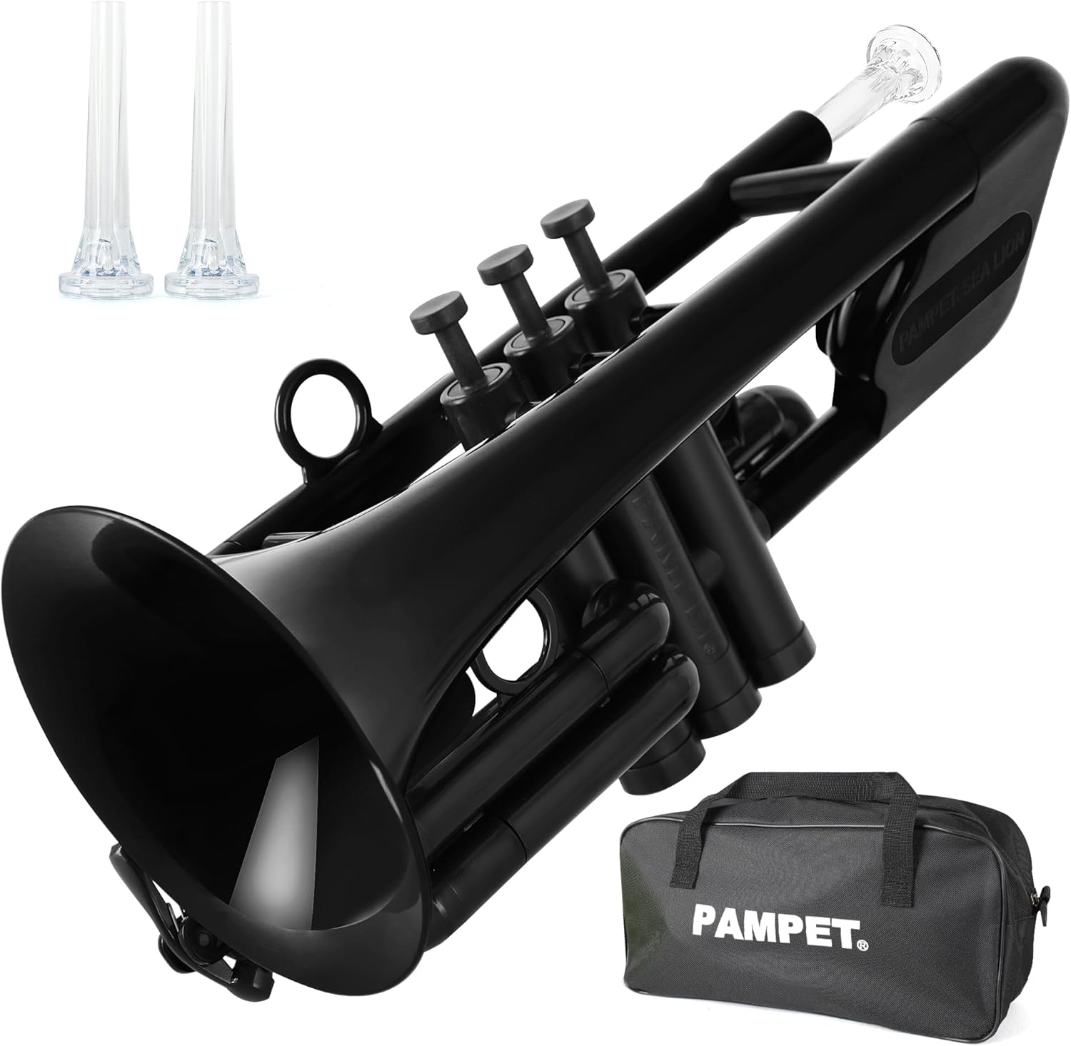 SEA LION Professional Plastic Bb Trumpet Set for Student Beginner (Black)