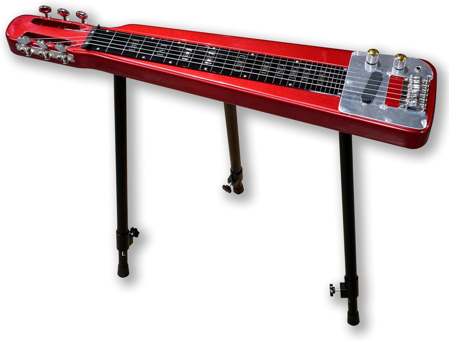 TARIO Lap Steel Guitar 6 String Slotted Head Stock Electric Slide Guitars With Gig bag (Red)