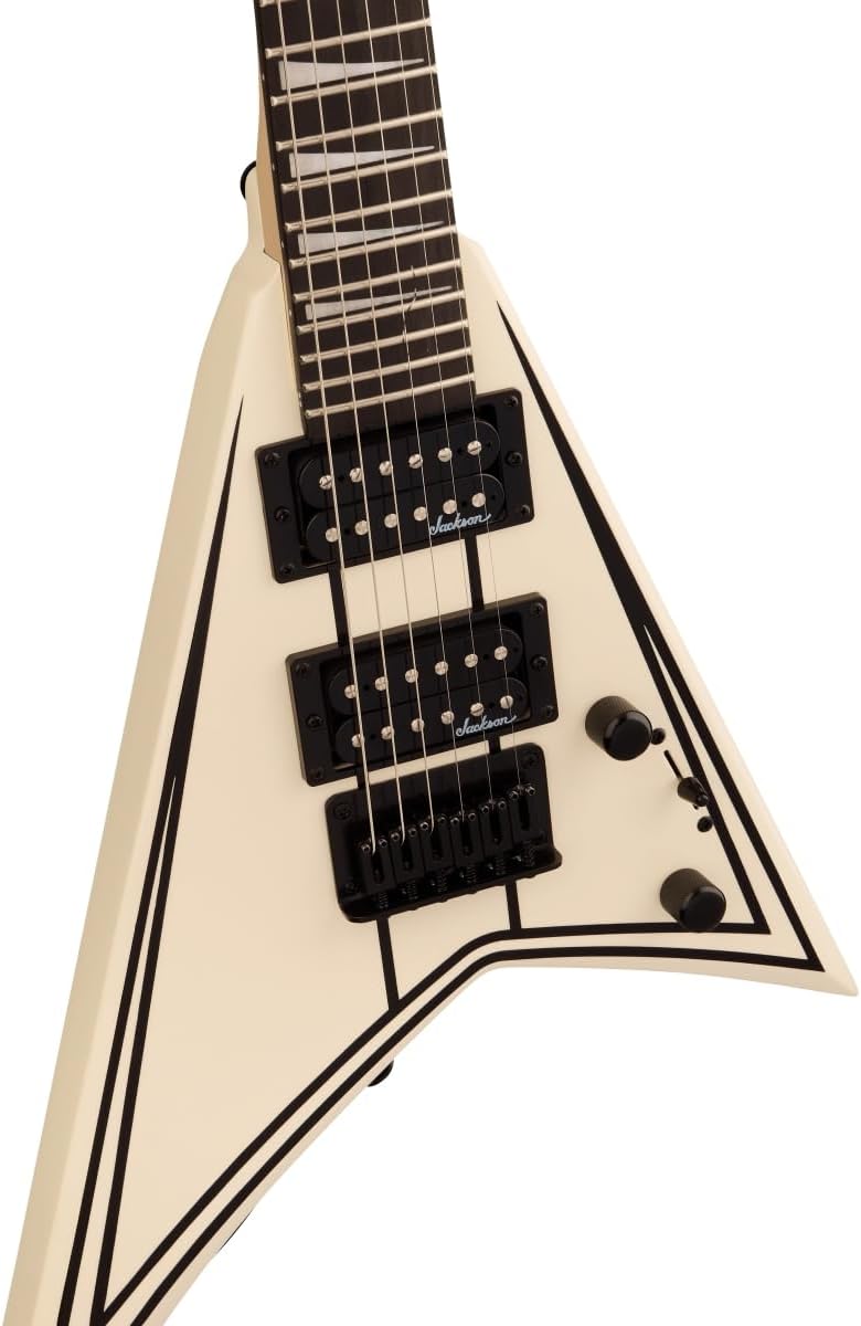 Jackson RR Minion JS1XM Electric Guitar - Snow White with Black Pinstripes, Amaranth Fingerboard