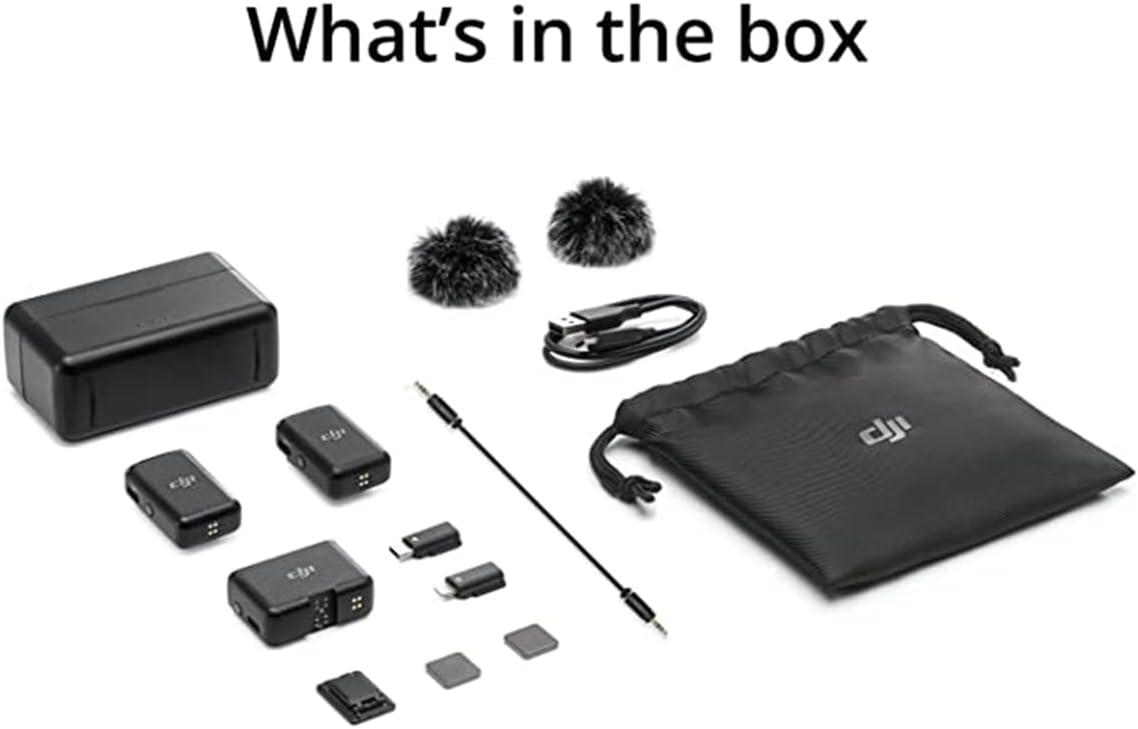 DJI Mic (2 TX + 1 RX + Charging Case) Wireless Lavalier Microphone, 820 ft. Range, 15-Hour Battery, Noise Cancellation for PC, iPhone, Andriod, Record Interview, Vlogs + Turnstile Lavalier Microphones