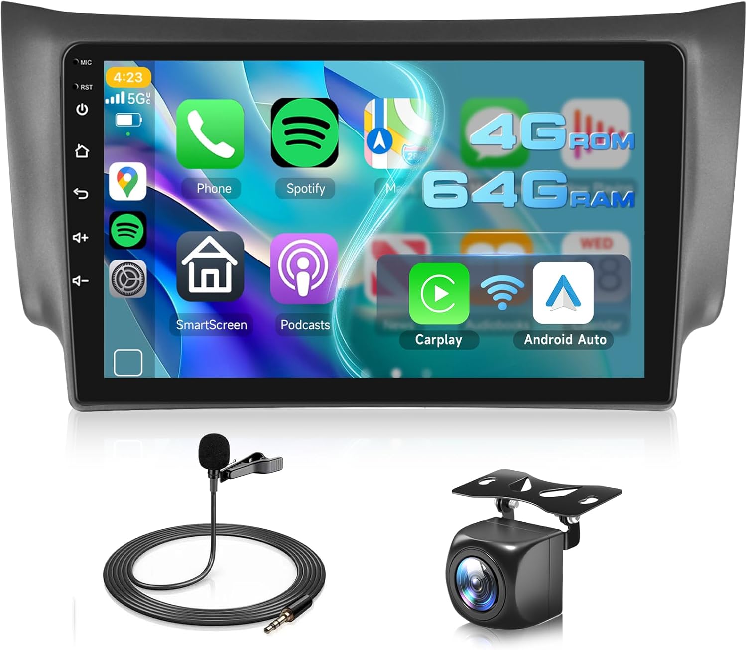 4G+64G Android Stereo for Nissan Sentra Sylphy B17 2013-2017 Radio Upgrade 10 Inch IPS Touch Screen Head Unit, Car Stereo with Wireless Carplay Android Auto GPS WIFI DSP Bluetooth FM RDS Backup Camera