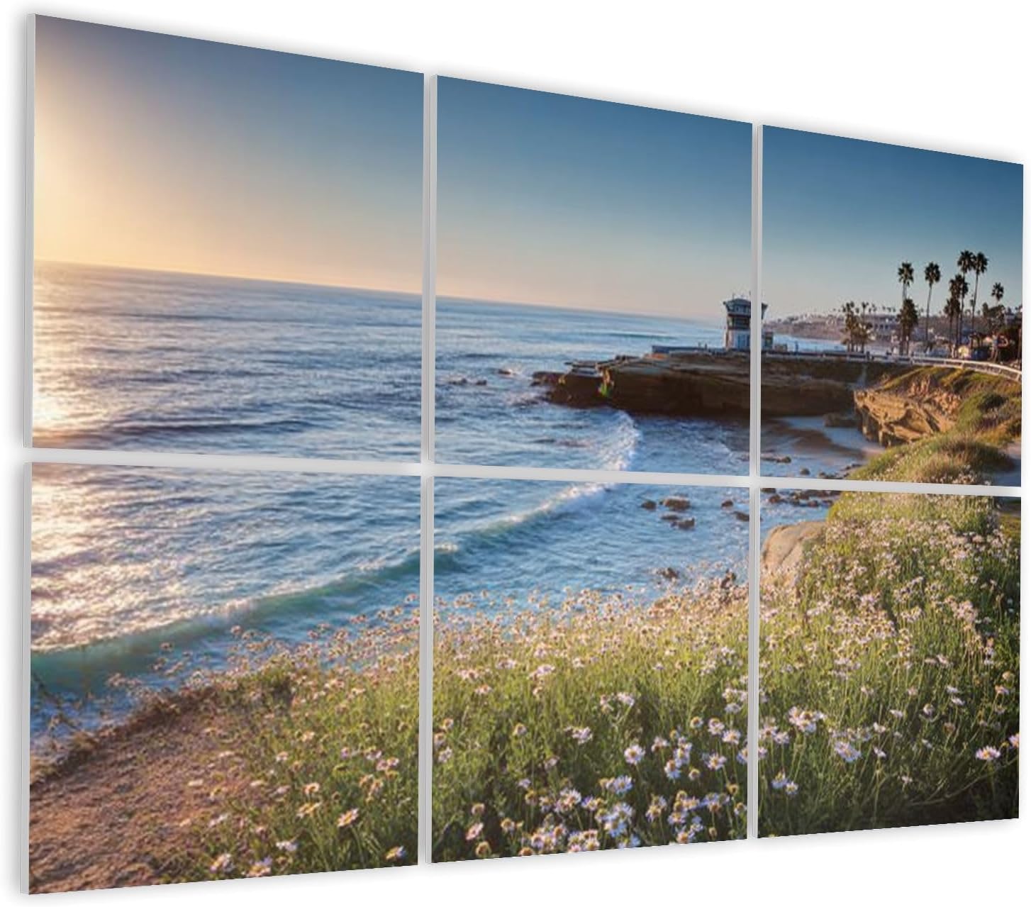 6 Pack Art Acoustic Panels Self Adhesive Sunset La Jolla cove beach San Diego California Decorative Soundproof Wall Panels Sound Absorbing Panel 48