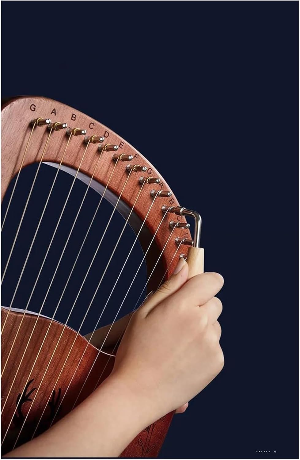 Lyre Harp Set 16/19/21/24 Strings Harp Wooden Mahogany Musical Instrument Lyre Harp With Tuning Wrench Spare Strings(24 Wood)