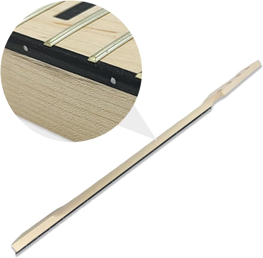 Maple Replacement Electric Bass Guitar Neck, 4-String 22 Fret 34'' Scale Length 42mm Nut & 65mm Heel Maple Fretboard Bolt On Unfinished Bass Neck DIY Installation & Repair Part