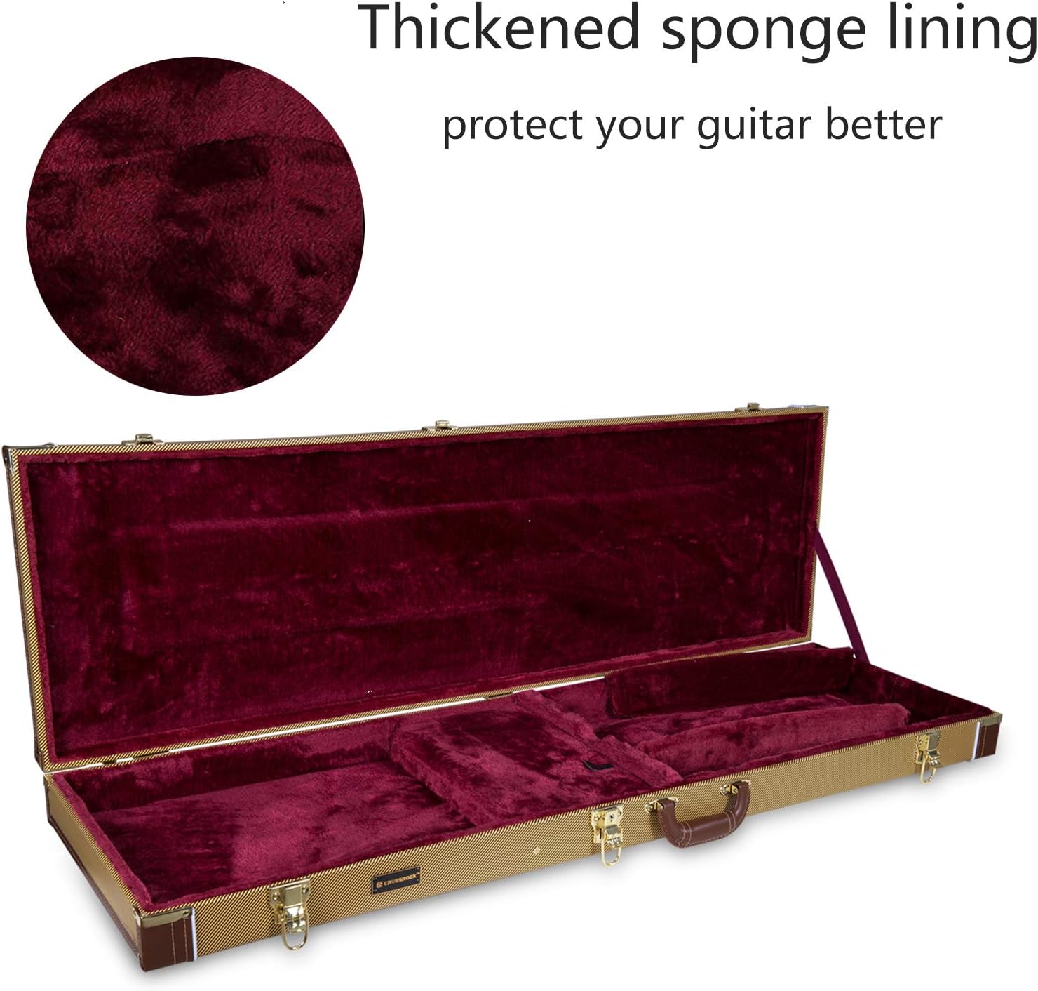 Crossrock Wood Case Fits Electric Bass Guitars-Vinyl Tweed (CRW620BTW)