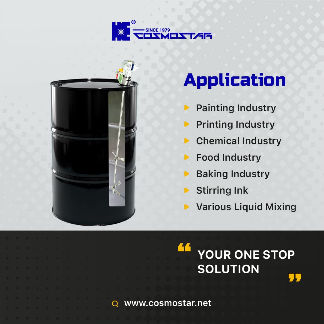 COSMOSTAR 55 Gallon Pneumatic Agitator 1/8HP Bung Mount Tank Barrel Drum Mixer | Pneumatic Bracket Mixer, Paint Stirring Machine Bracket Air Agitator Paint Mix Tool