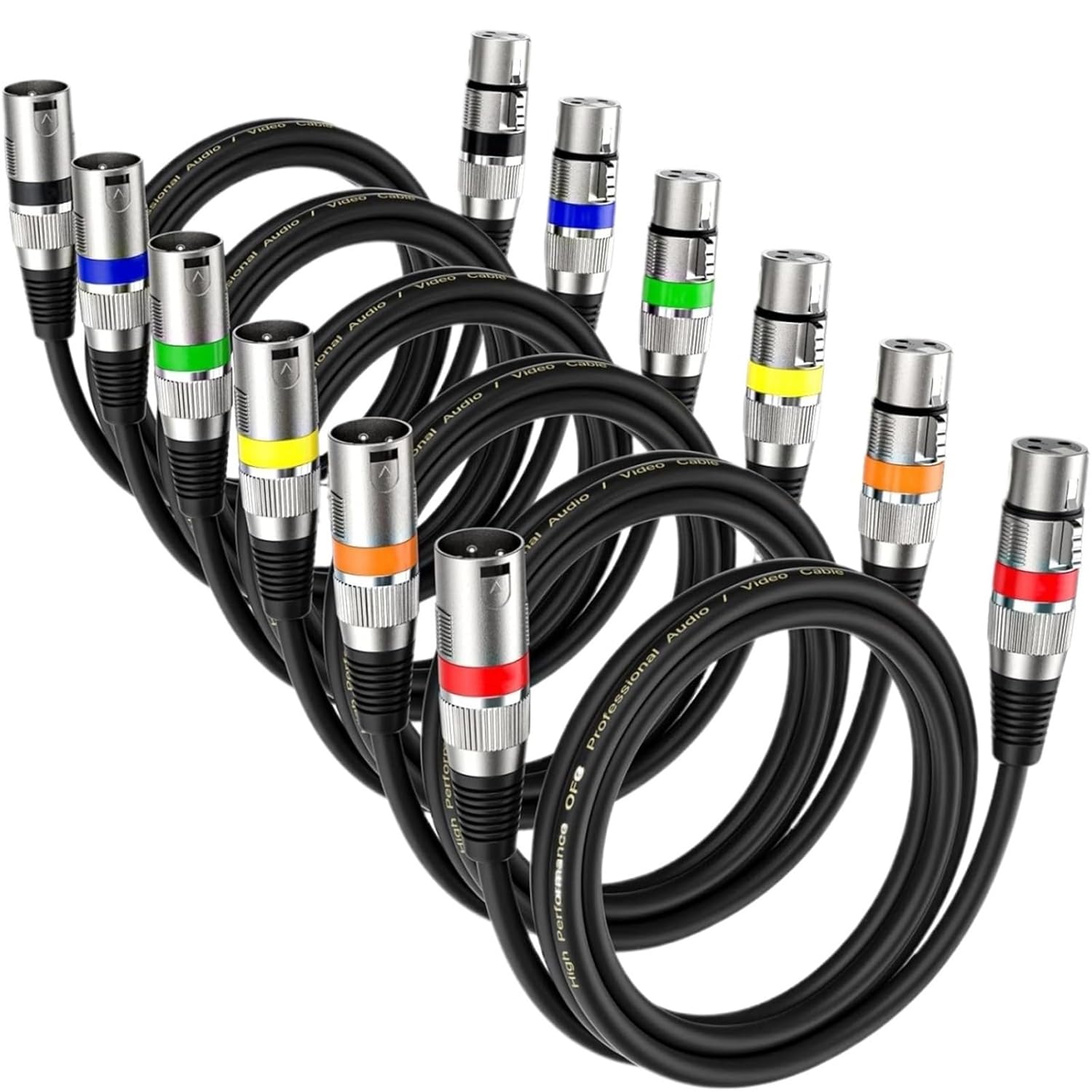 XLR Microphone Cable (6 Pack) XLR Male to Female Mic Cable 3-Pin Balanced Shielded XLR Cable for Amp Mixer Recording Studio Etc(15m)