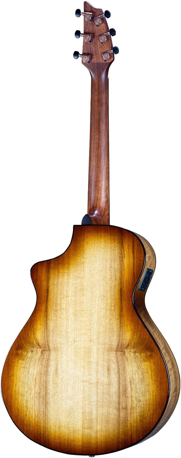 Breedlove Pursuit Exotic S Concert 6-String Myrtlewood Wood Top Acoustic Electric Guitar with Slim Neck and Pinless Bridge (Right-Handed, Amber)