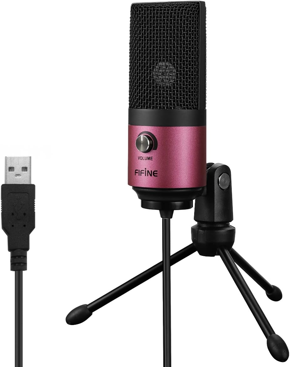 FIFINE Pink Podcast Microphone and Gaming Headset, USB Condenser Recording Mic,Wired Computer Headphones with Microphone-7.1 Surround Sound on Laptop/PC/PS4/PS5 (K669+H6)