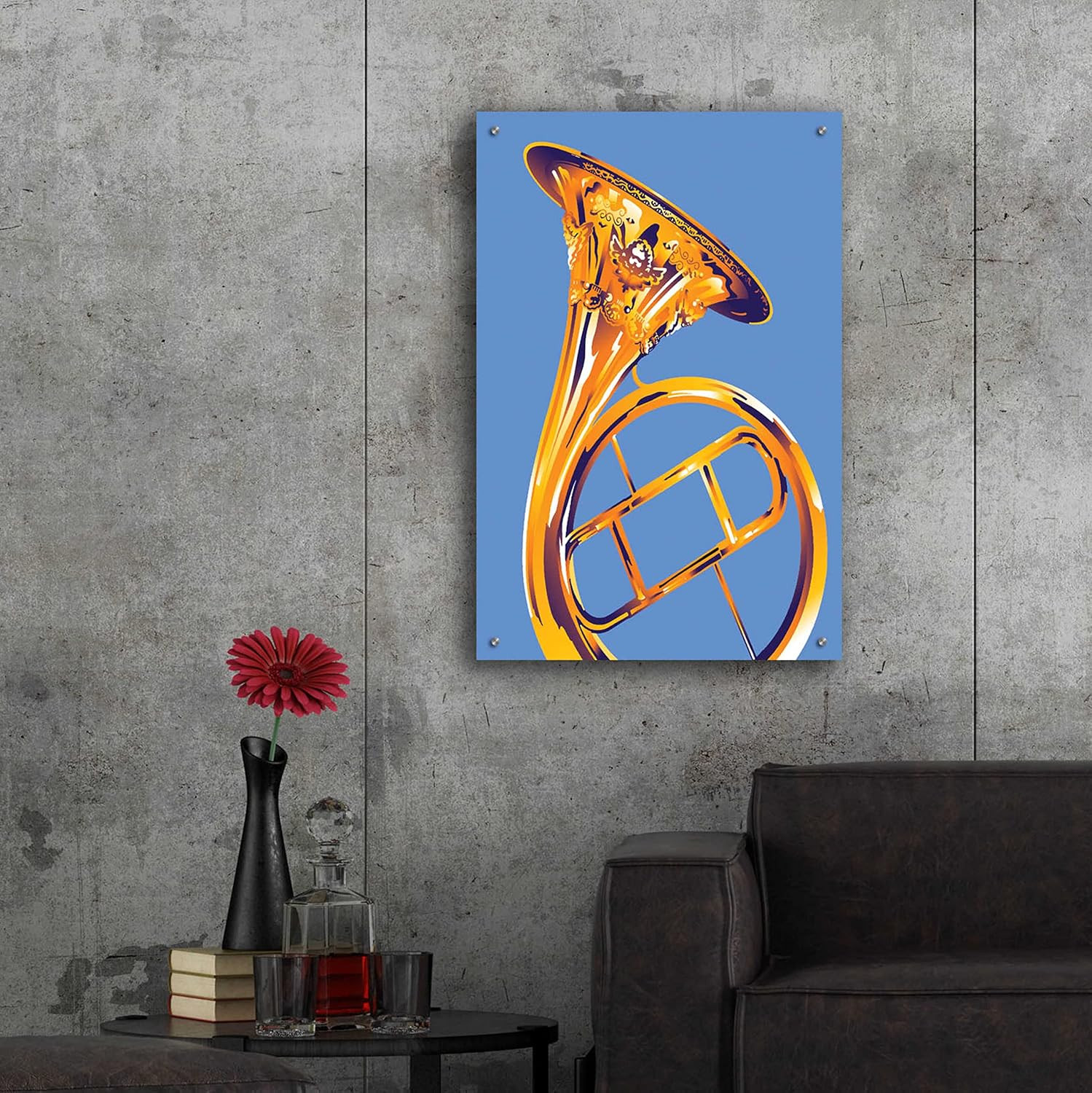 Epic Art 'French Horn 8' by David Chestnutt, Acrylic Glass Wall Art, 24