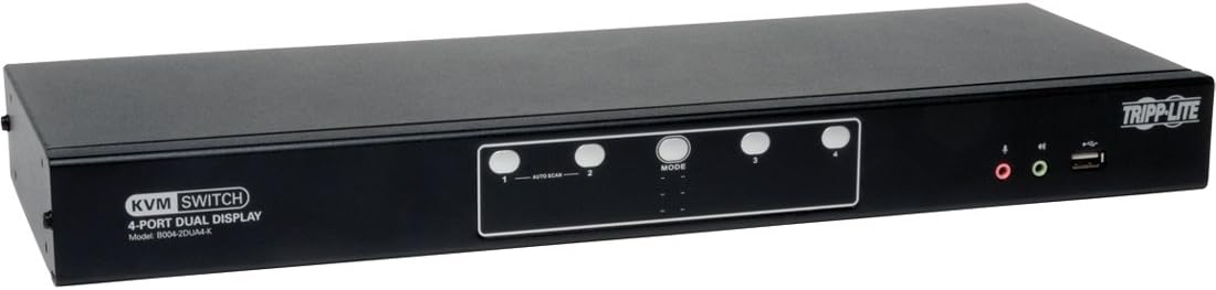Tripp Lite 4-Port Dual Monitor DVI KVM Switch with Audio, USB 2.0 Hub & Cables (B004-2DUA4-K)
