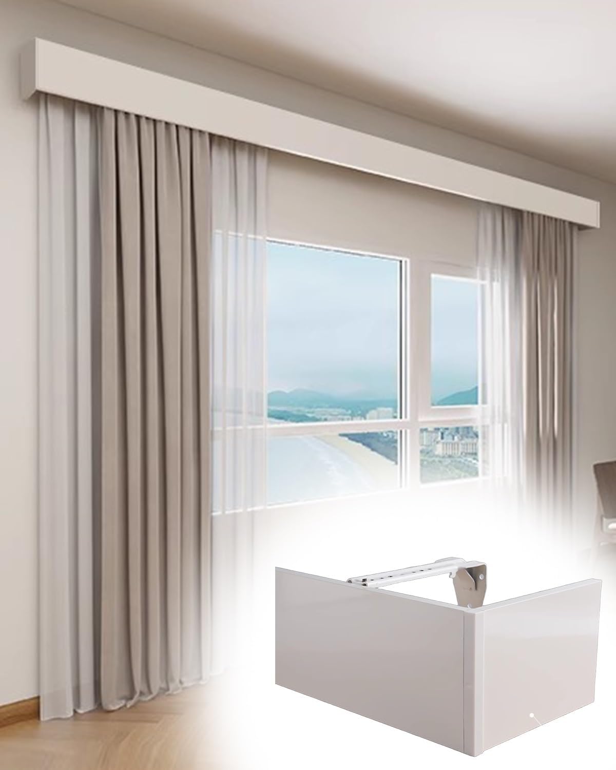 Curtain Track Wall Mount Curtain Pelmet Panel Without Tracks, Customize Venetian Blinds Curtain Cornice Baffle, Curtain Decorative Valance Panel Box Only(305cm/120.1in/10ft)