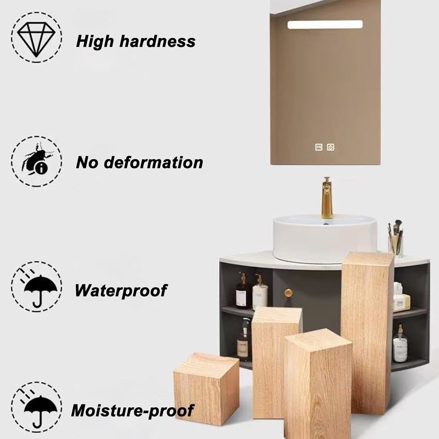 20 Inch Corner Sink, Corner Bathroom Sink, Corner Wall Mount Bathroom Sink, Corner Bathroom Vanity, Bathroom Sink with Storage Container and Mirror, Ceramic Sink(Gray)