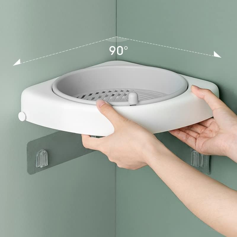 Rotatable Bathroom Shelf Shelves No-Drill Wall Mount Corner Shelf Shower Storage Rack Holder for Shampoo Organizer(Gray)