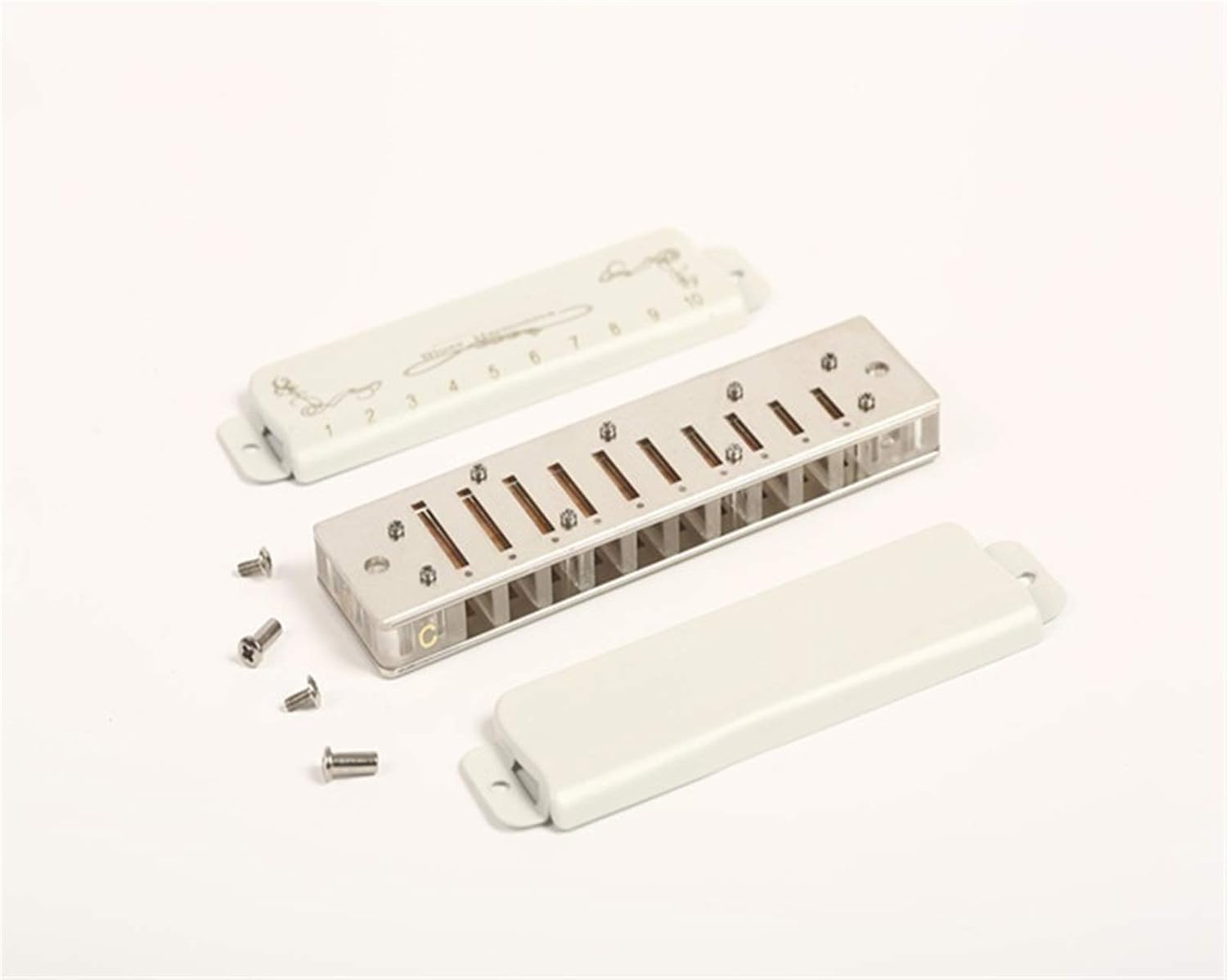 Harmonica 10 Holes Professional Blues Harp Diatonic Transparent Harmonica (Color : White Bb)